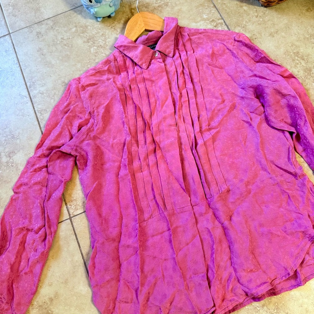 Carole Little St. Tropez  Pink Silk Shirt
